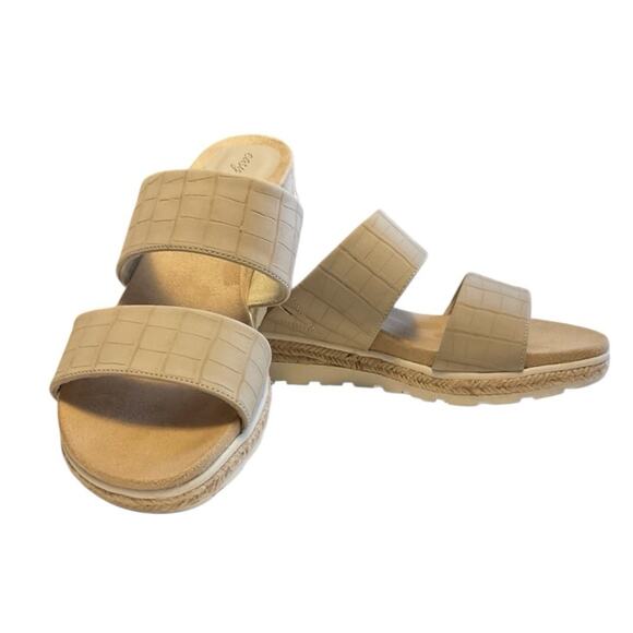 Easy Street Size US 8.5M Women Wedge Heel Slide Sandals Maryann Taupe Croco - Picture 8 of 12